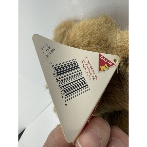 Vintage 1990 Dakin Muffin Bear 11" Model #89-1240 Plush Brown With Bow And Tag - Picture 6 of 13
